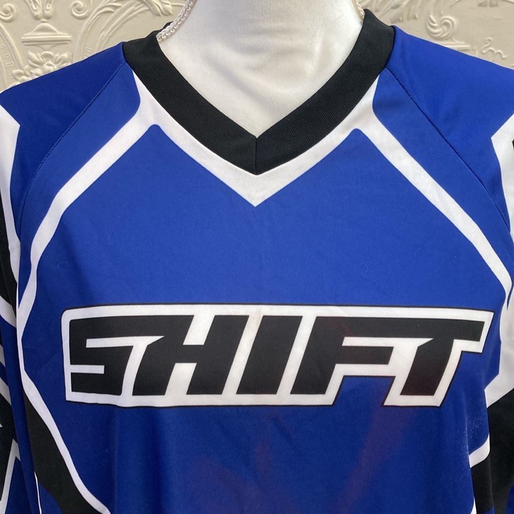 Shift Men’s Motorcycle Racing Jersey Blue & Black Long Sleeve Motocross – Size M - Picture 6 of 8